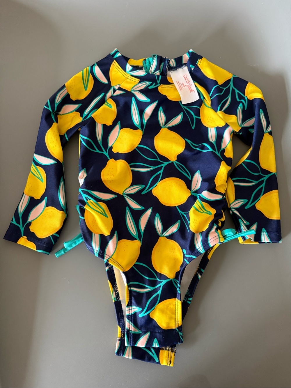 Cat & Jack | Baby Girls Lemon Print Long-Sleeve Rash Guard Swimsuit